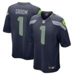 Number 1 Groom Seattle Seahawks Nike Game Jersey - College Navy- 49Native