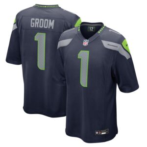 Number 1 Groom Seattle Seahawks Nike Game Jersey - College Navy- 49Native