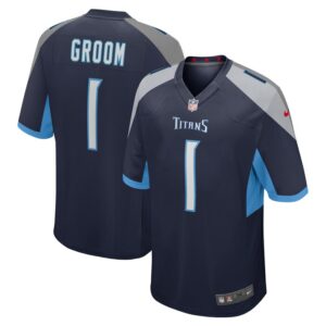 Number 1 Groom Tennessee Titans Nike Game Jersey - Navy- 49Native