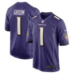 Number 1 Groom Baltimore Ravens Nike Game Jersey - Purple- 49Native