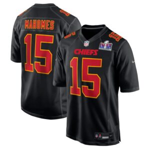 Patrick Mahomes Kansas City Chiefs Nike Super Bowl LVIII Carbon Fashion Game Player Jersey - Black- 49Native