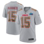 Patrick Mahomes Kansas City Chiefs Nike Super Bowl LVII (2022 Season) Patch Atmosphere Fashion Game Jersey - Gray- 49Native