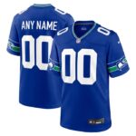 Seattle Seahawks Nike Throwback Custom Jersey - Royal- 49Native