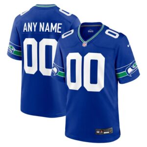 Seattle Seahawks Nike Throwback Custom Jersey - Royal- 49Native