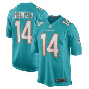 Trent Sherfield Miami Dolphins Nike Game Player Jersey - Aqua- 49Native