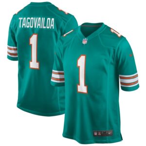 Tua Tagovailoa Miami Dolphins Nike Alternate Game Jersey - Aqua- 49Native