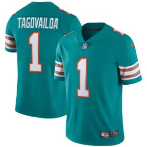 Tua Tagovailoa Miami Dolphins Nike Alternate Vapor Limited Jersey - Aqua- 49Native