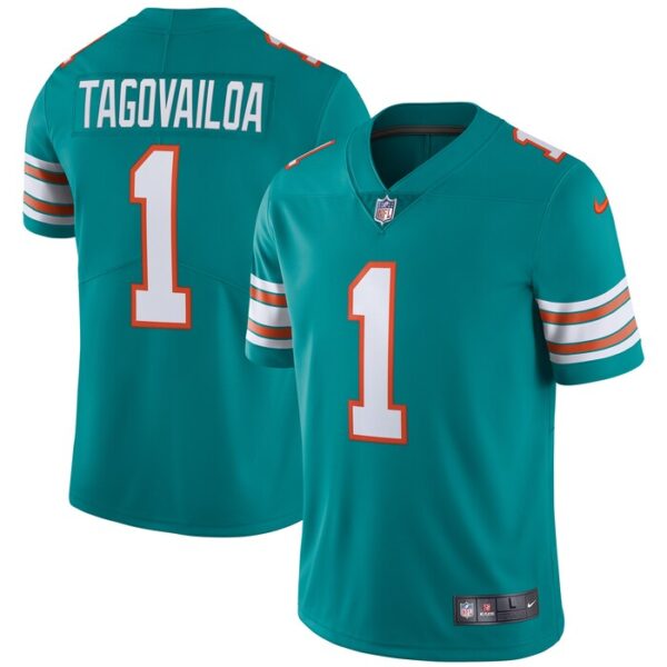 Tua Tagovailoa Miami Dolphins Nike Alternate Vapor Limited Jersey - Aqua- 49Native