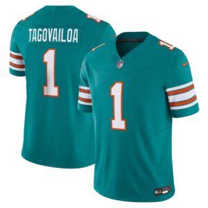 Tua Tagovailoa Miami Dolphins Nike Vapor F.U.S.E. Limited Jersey - Aqua- 49Native
