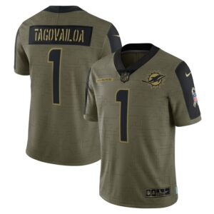 Tua Tagovailoa Miami Dolphins Nike Salute To Service Limited Player Jersey - Olive- 49Native