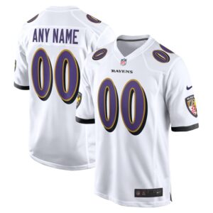 Baltimore Ravens Nike Custom Game Jersey - White- 49Native