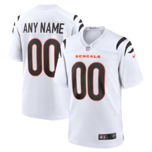Cincinnati Bengals Nike Game Custom Jersey - White- 49Native