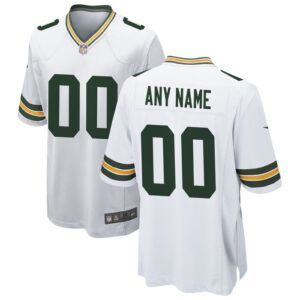 Green Bay Packers Nike Custom Game Jersey - White- 49Native