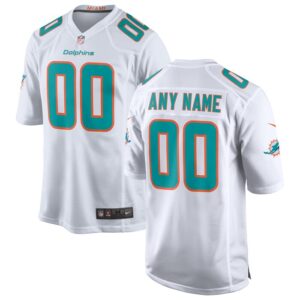 Miami Dolphins Nike Custom Game Jersey - White- 49Native