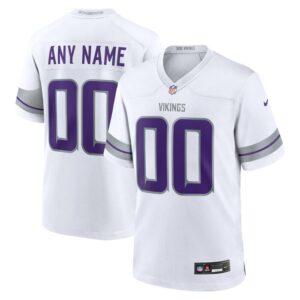 Minnesota Vikings Nike Alternate Custom Game Jersey - White- 49Native