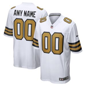 New Orleans Saints Nike Alternate Custom Game Jersey - White- 49Native