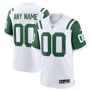 New York Jets Nike Classic Alternate Custom Replica Jersey - White- 49Native