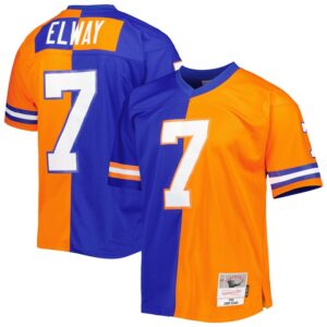 John Elway Denver Broncos Mitchell & Ness 1990 Split Legacy Replica Jersey - Royal/Orange- 49Native