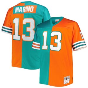 Dan Marino Miami Dolphins Mitchell & Ness Big & Tall Split Legacy Retired Player Replica Jersey - Aqua/Orange- 49Native