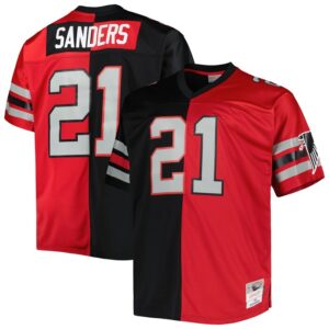 Deion Sanders Atlanta Falcons Mitchell & Ness Big & Tall Split Legacy Retired Player Replica Jersey - Black/Red- 49Native