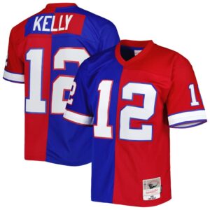 Jim Kelly Buffalo Bills Mitchell & Ness 1990 Split Legacy Replica Jersey - Royal/Red- 49Native