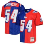 Tedy Bruschi New England Patriots Mitchell & Ness 1996 Split Legacy Replica Jersey - Royal/Red- 49Native