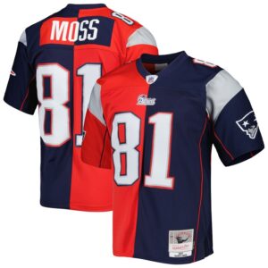 Randy Moss New England Patriots Mitchell & Ness 2007 Split Legacy Replica Jersey - Navy/Red- 49Native