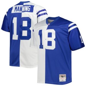 Peyton Manning Indianapolis Colts Mitchell & Ness Big & Tall Split Legacy Retired Player Replica Jersey - White/Royal- 49Native