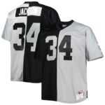 Bo Jackson Las Vegas Raiders Mitchell & Ness Big & Tall Split Legacy Retired Player Replica Jersey - Black/Silver- 49Native