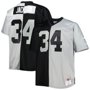 Bo Jackson Las Vegas Raiders Mitchell & Ness Big & Tall Split Legacy Retired Player Replica Jersey - Black/Silver- 49Native