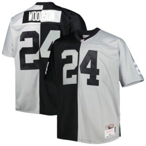 Charles Woodson Las Vegas Raiders Mitchell & Ness Big & Tall Split Legacy Retired Player Replica Jersey - Black/Silver- 49Native