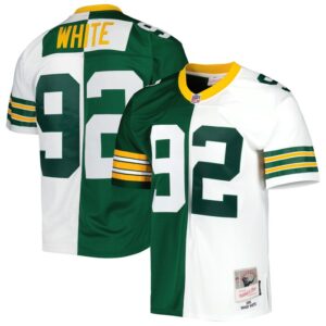 Reggie White Green Bay Packers Mitchell & Ness 1996 Split Legacy Replica Jersey - Green/White- 49Native