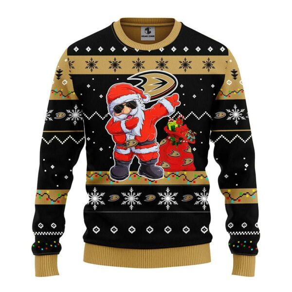 Anaheim Ducks Dabbing Santa Claus Ugly Christmas Sweater