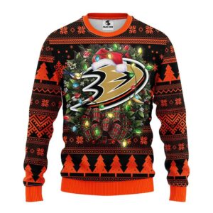 Anaheim Ducks Santa Hat Ugly Christmas Sweater