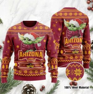 Arizona Cardinals Cute Baby Yoda Grogu Christmas Ugly Sweater