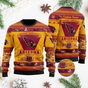 Arizona Cardinals Football Team Logo Custom Name Personalized Christmas Ugly Sweater.jpg