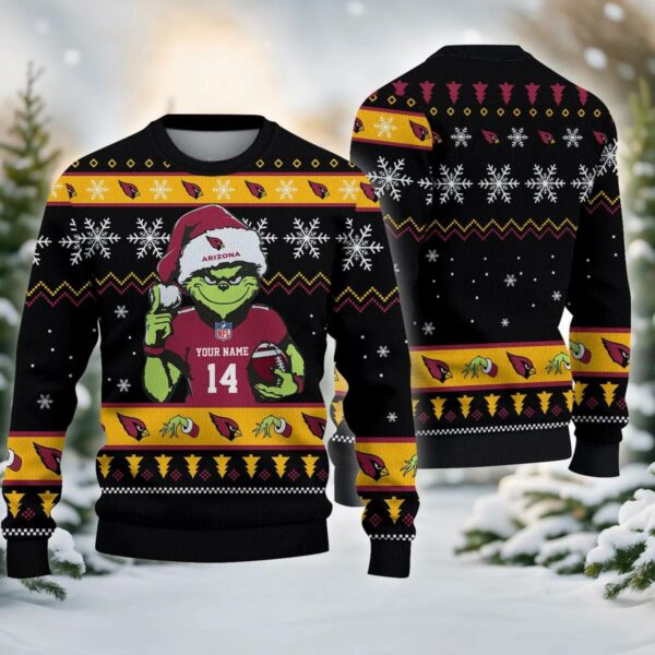 Arizona Cardinals Grinch Custom Ugly Christmas Sweater