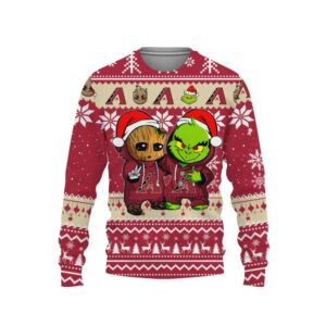 Arizona Diamondbacks Baby Groot And Grinch Best Friends Ugly Christmas Sweater