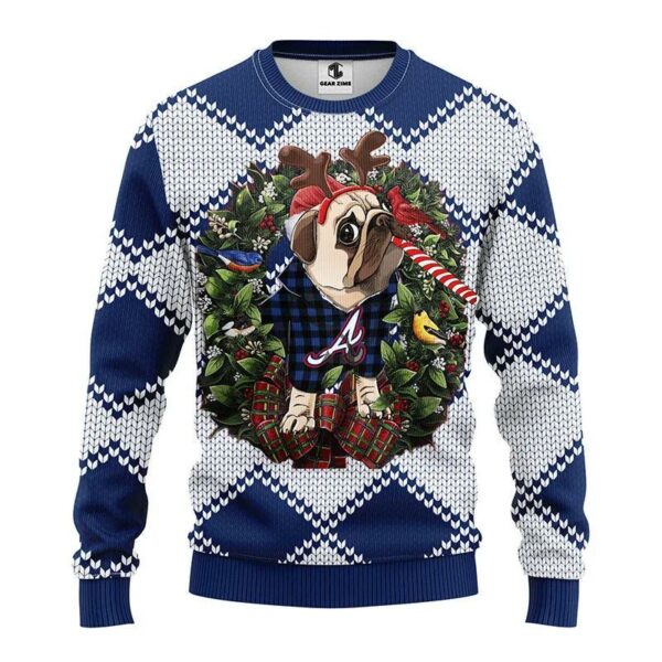 Atlanta Braves Pub Dog Ugly Christmas Sweater