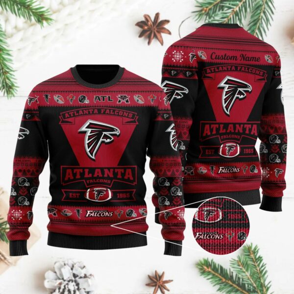 Atlanta Falcons EST 1965 Custom Name Ugly Christmas Sweater