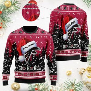 Atlanta Falcons Santa Hat Custom Ugly Christmas Sweater