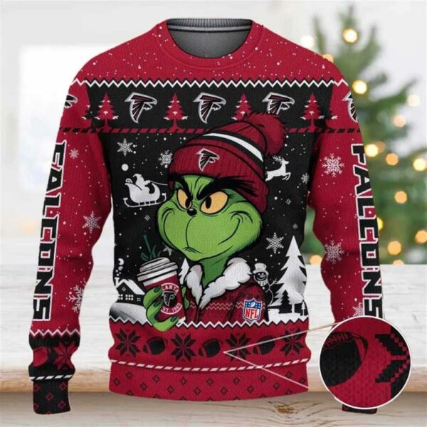 Atlanta Falcons The Grinch Drink Coffee Ugly Christmas Sweater