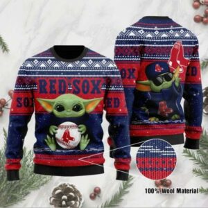 Baby Yoda And Grogu Boston Red Sox Christmas Ugly Sweater