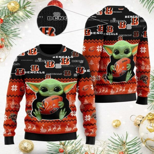 Baby Yoda Cincinnati Bengals Ugly Christmas Sweater