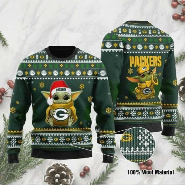 Baby Yoda Green Bay Packers Christmas Ugly Sweater