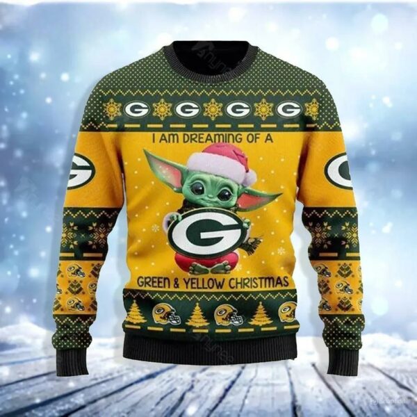 Baby Yoda Green Bay Packers Ugly Christmas Sweater