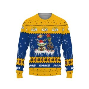 Baby Yoda Groot Cute Los Angeles Chargers Ugly Christmas Sweater