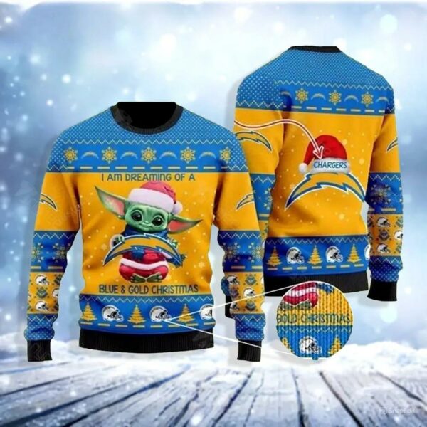 Baby Yoda Los Angeles Chargers Ugly Christmas Sweater