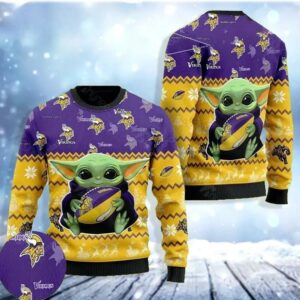 Baby Yoda Minnesota Vikings Ugly Christmas Sweater