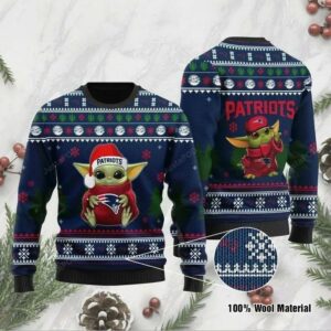 Baby Yoda New England Patriots Ugly Christmas Sweater (2)